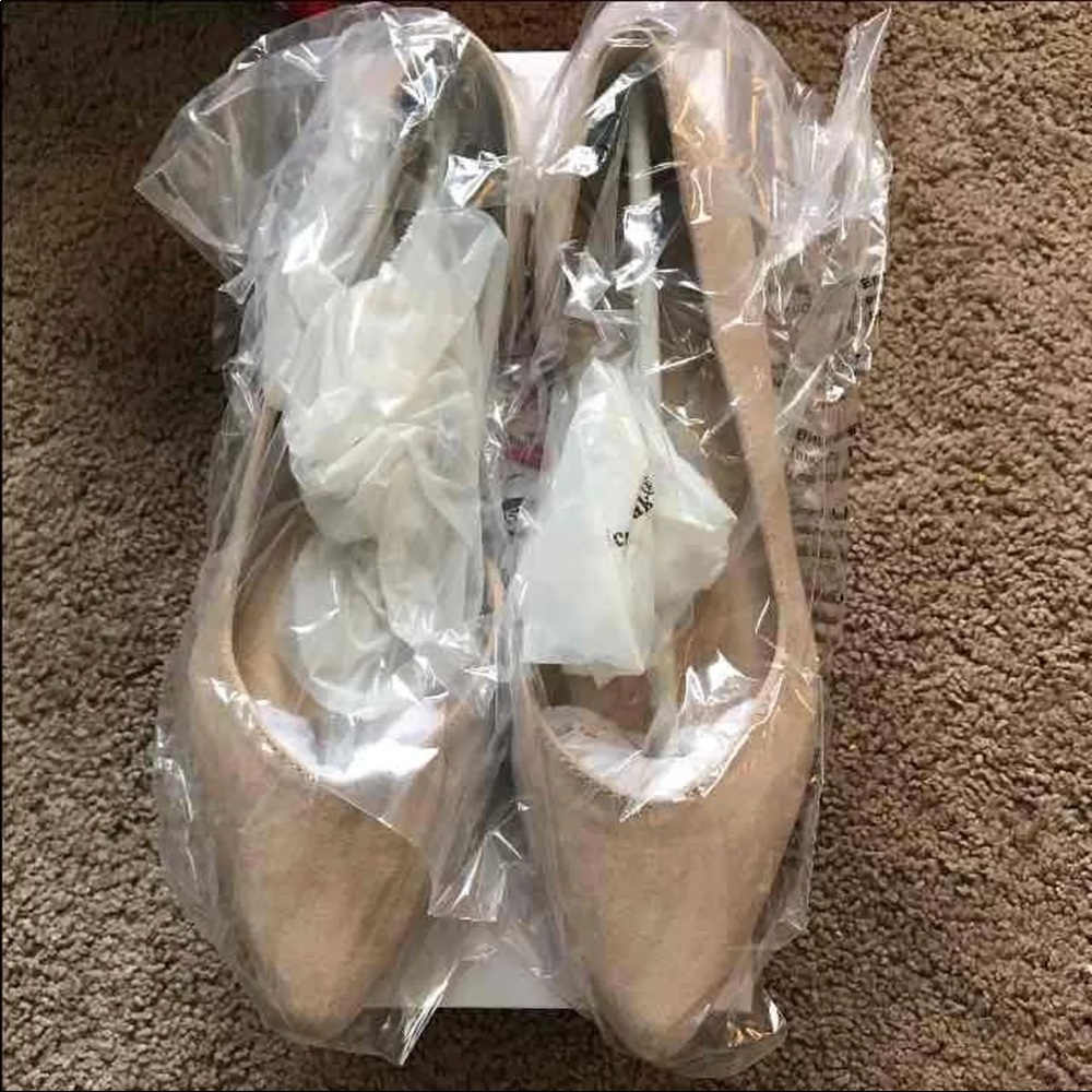 JustFab Nude Suede Flats