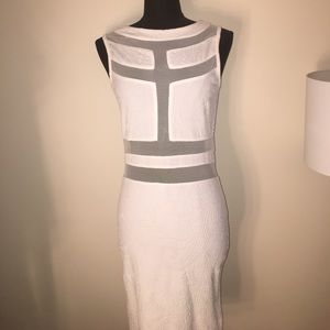 SEXY SHEER EMBOSSED WHITE BODYCON DRESS