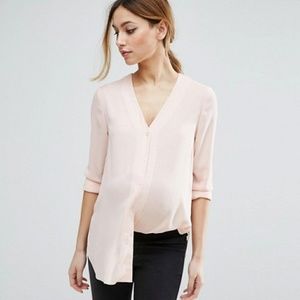 ASOS Maternity V Neck Blouse in Blush - NWOT