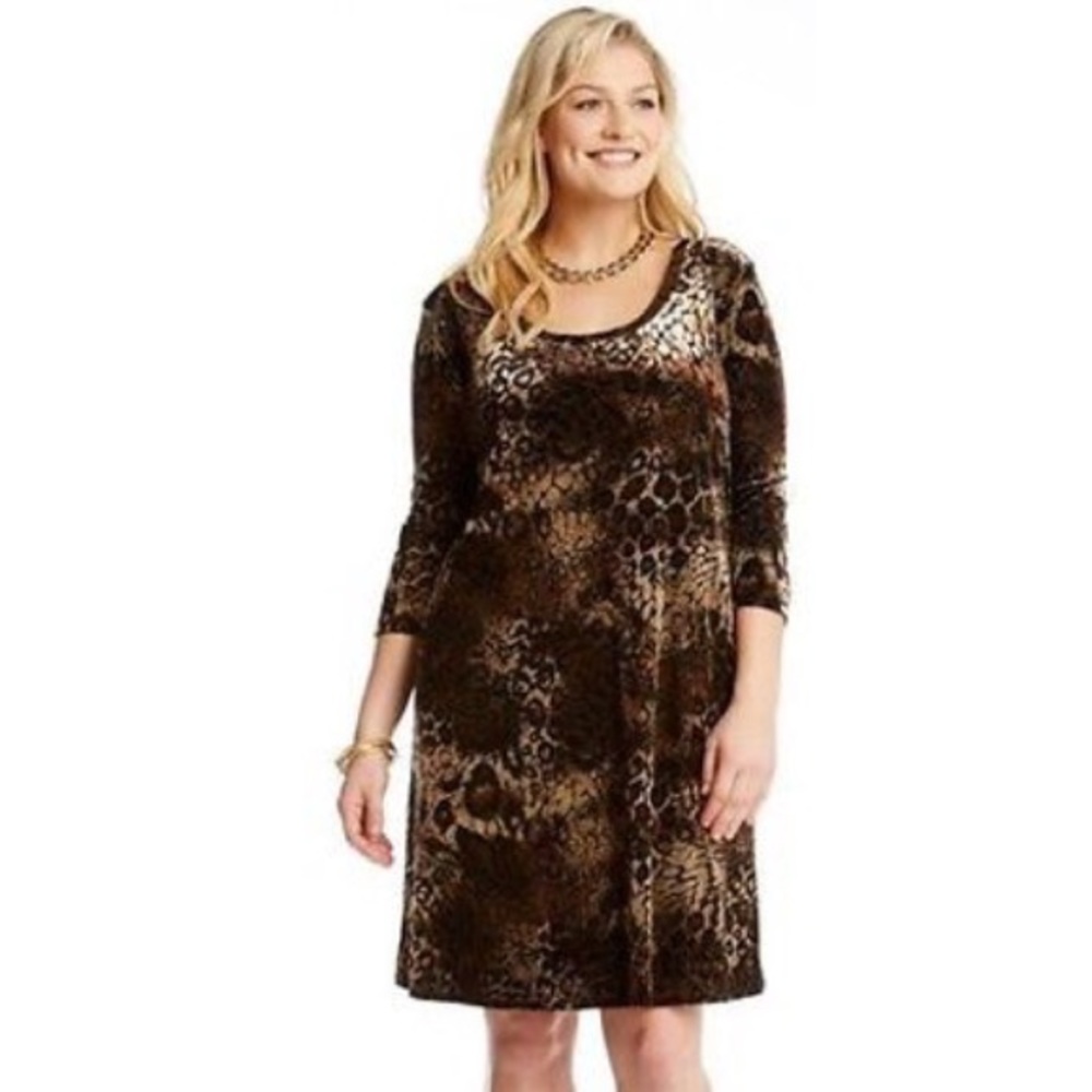Karen Kane Dress Animal Print Burn out Velour NWT