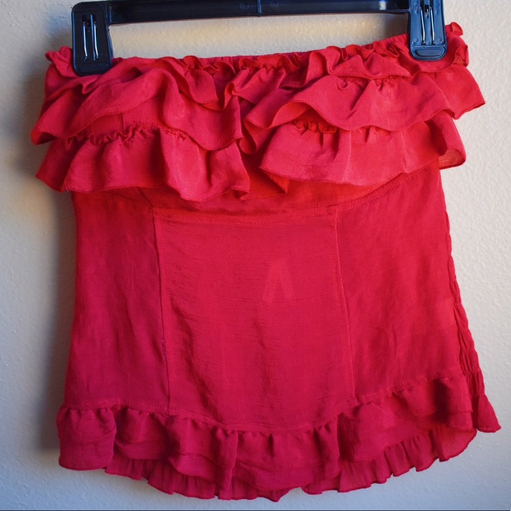 Red Ruffle Crop Top