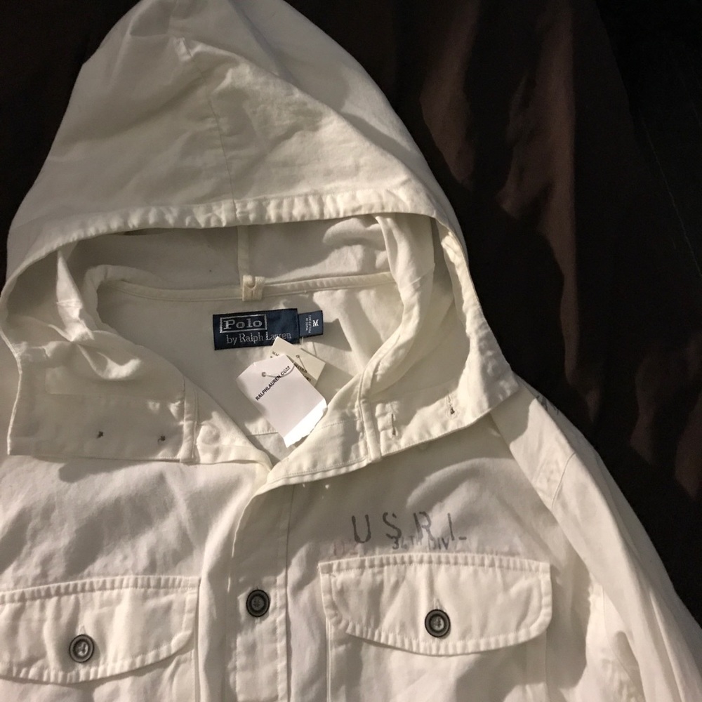 Ralph Lauren Polo button up shirt with hood sz M