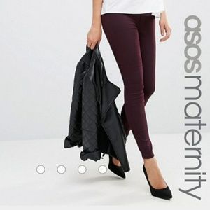 ASOS Maternity Rivington Denim Jegging in Oxblood