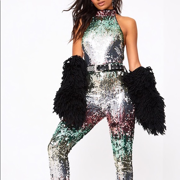 pretty little thing sequin jumpsuit