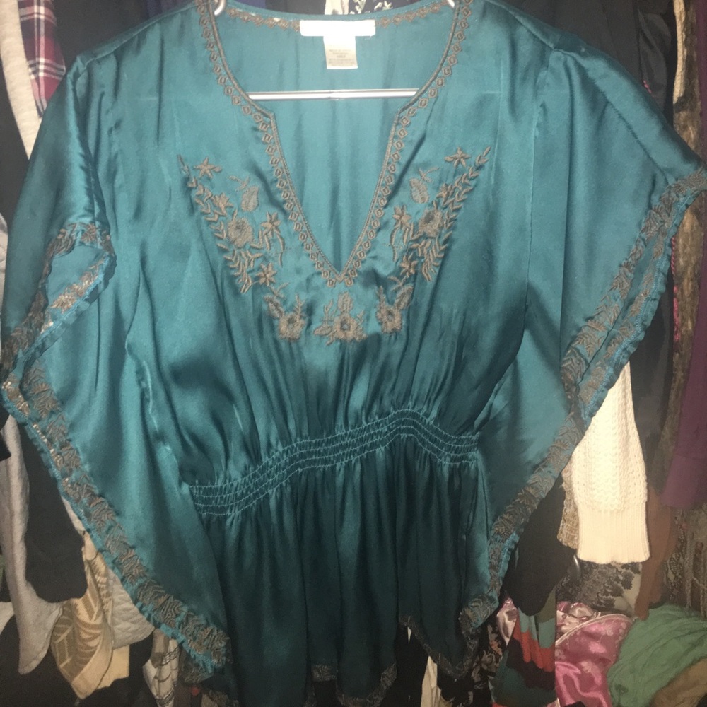 Small dress shirt teal