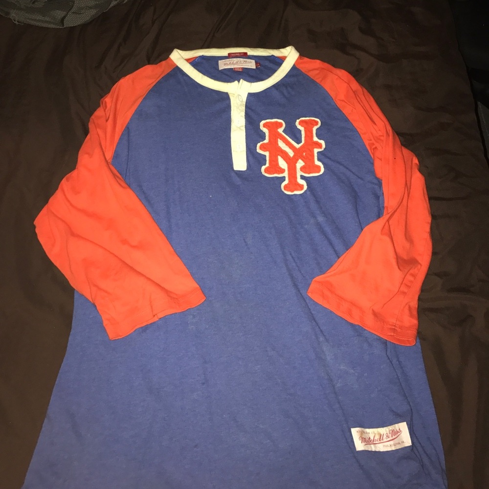 New York Mets Henley shirt Mitchell & Ness sz L