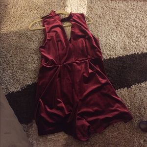 NWOT dark red velvet romper lace on back