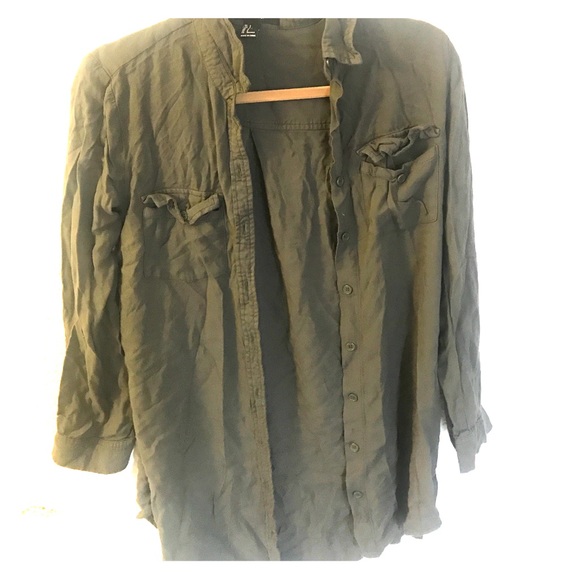 OLIVE GREEN FLANNEL - Picture 1 of 2