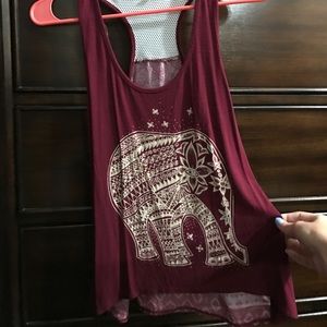 Maroon Elephant Tank Top