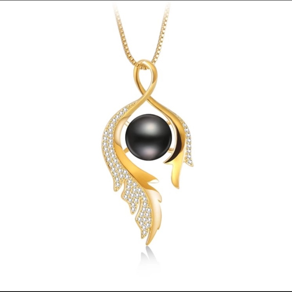 100% 925 Silver 18k gold plate peacock necklace