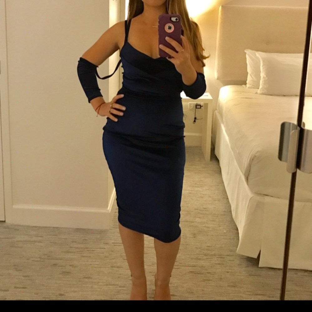 Navy blue velvet dress