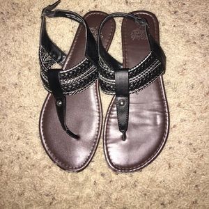 black and silver sandals