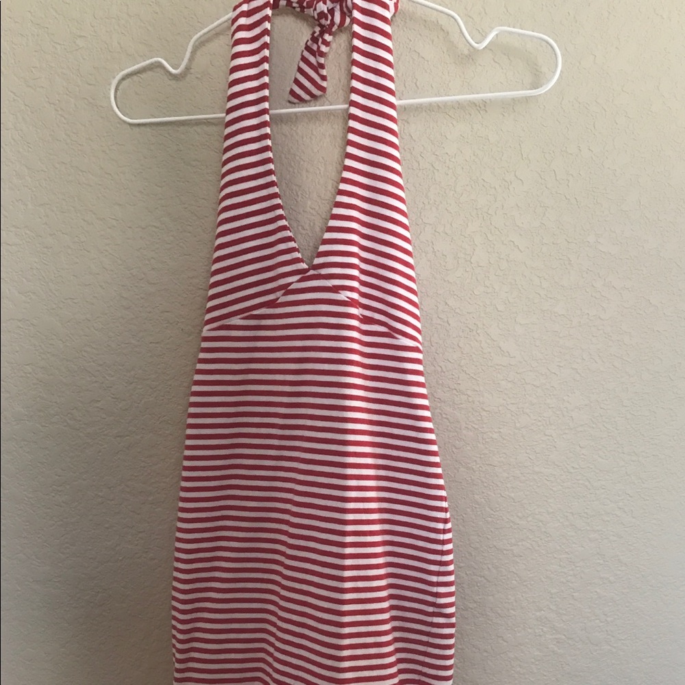 red and white striped dress.