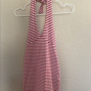 red and white striped dress.