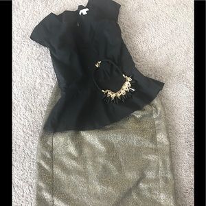 PRICE ⬇️ Metallic Gold/Silver pencil skirt!!!!!