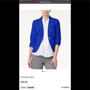 Cobalt blue blazer with cropped sleeves
