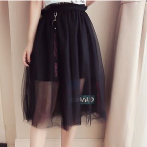 Two piece T shirt n gauze skirt set