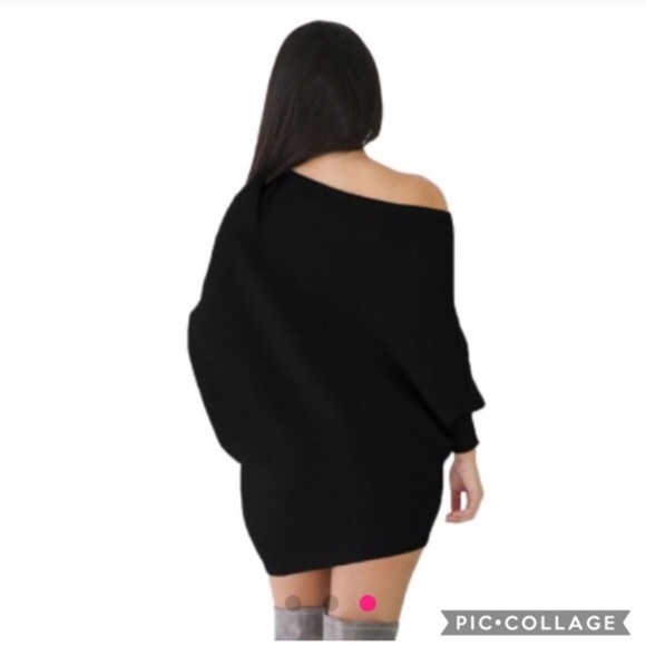 💋L LEFT💋NEW Sexy Batwing black sweater dress! 💕 - Picture 2 of 3