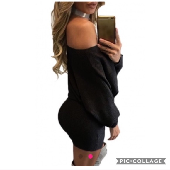 💋L LEFT💋NEW Sexy Batwing black sweater dress! 💕 - Picture 3 of 3