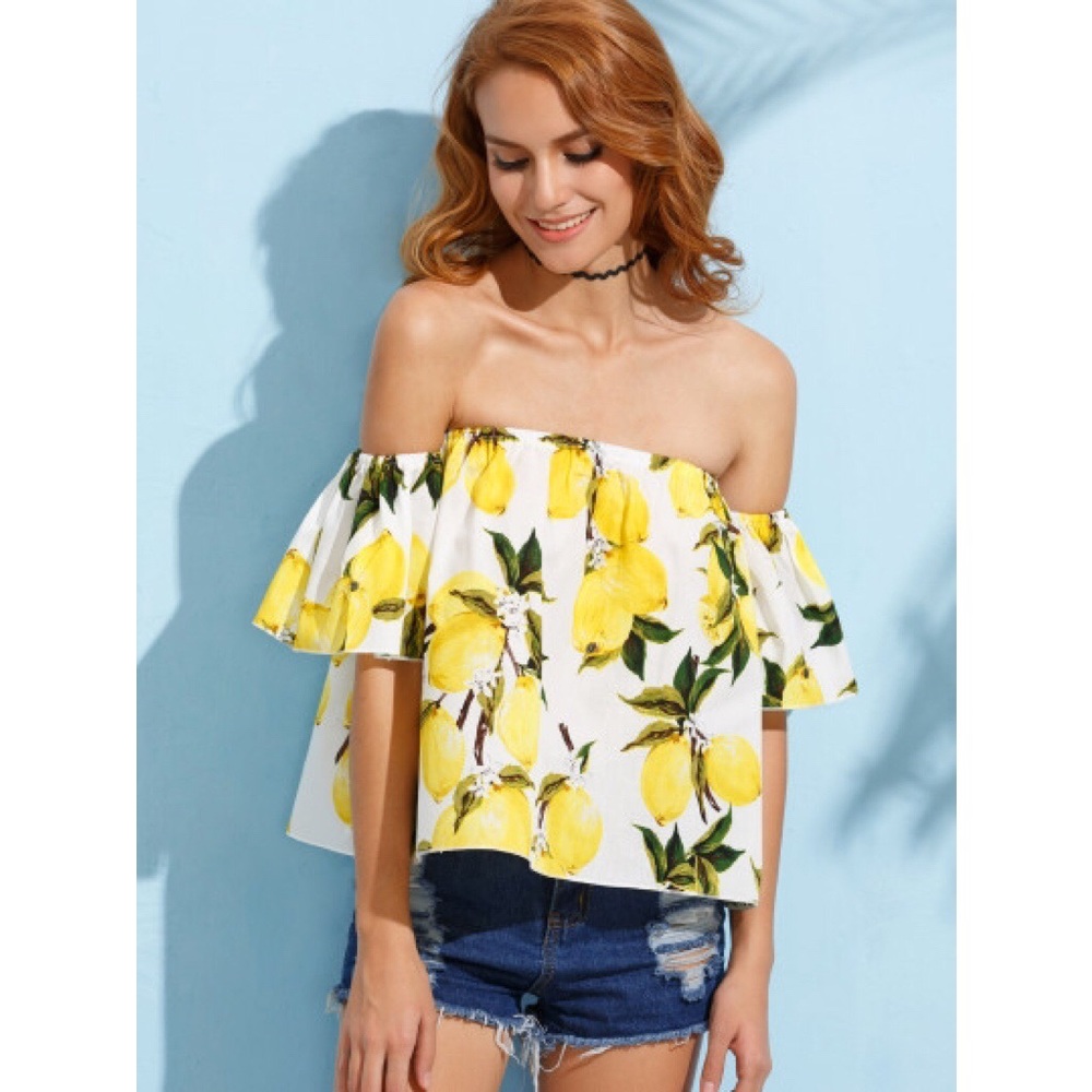 Off Shoulder Lemon Top