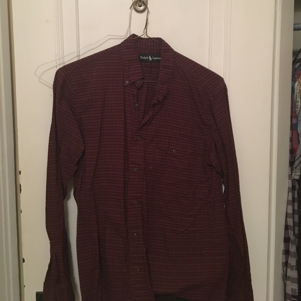 Mens Ralph lauren, Red/green plaid, med. oxford