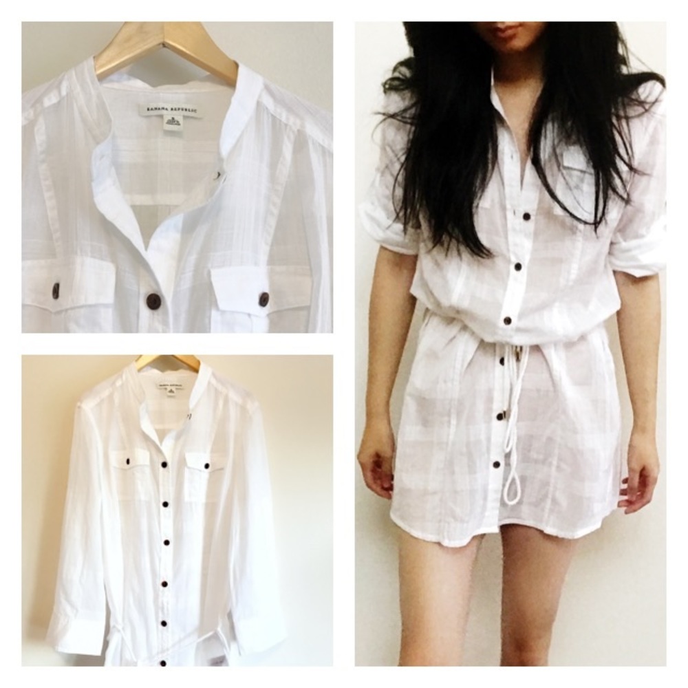*SOLD* Banana Republic White Cotton Shirt Dress