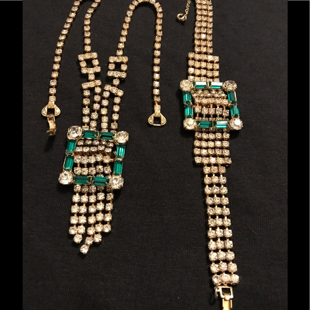 Vintage Rhinestone Rounds and Baguettes Parure