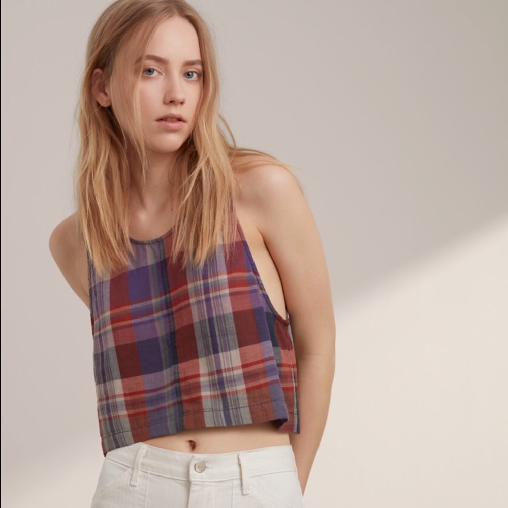 Aritzia plaid crop top