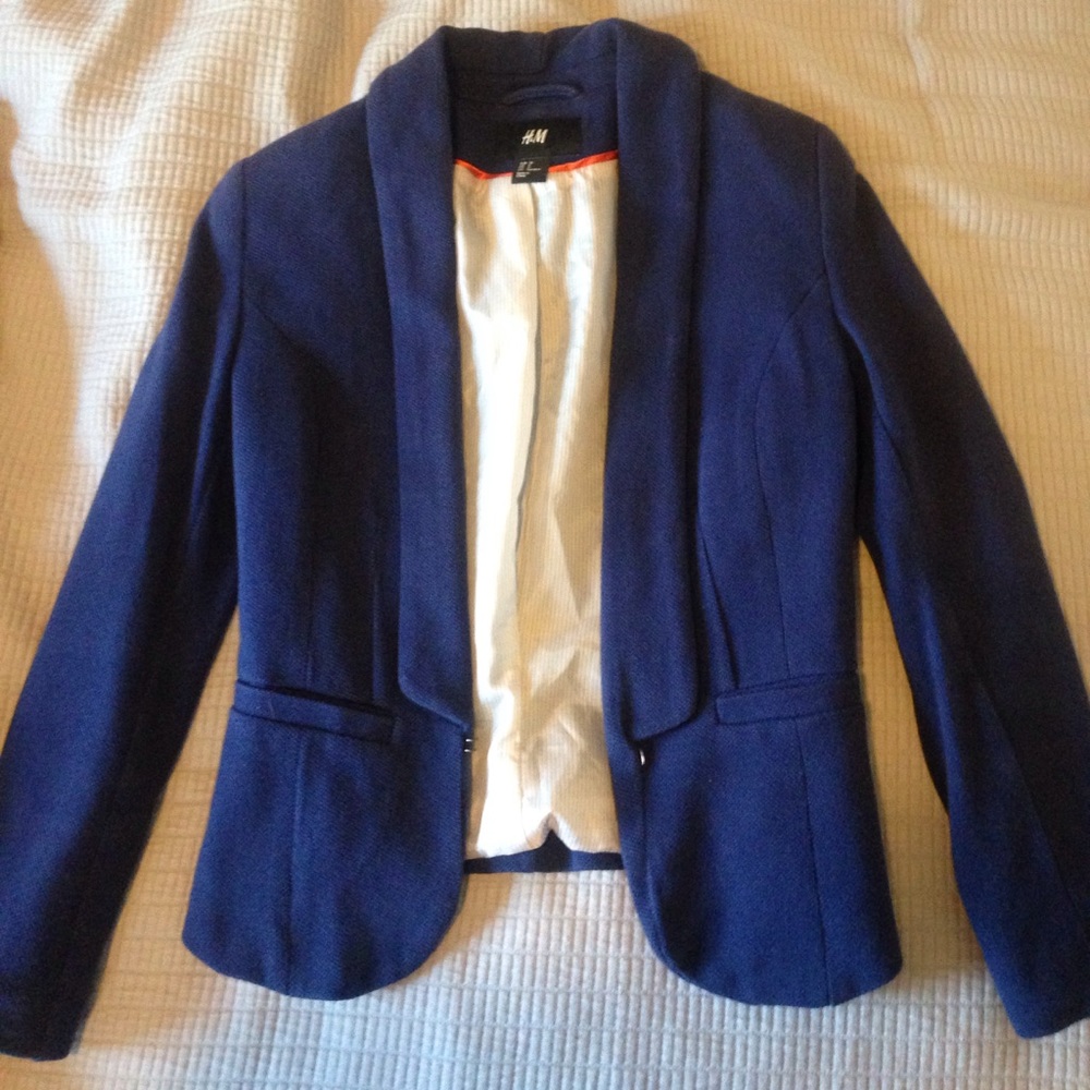 H&M bright navy tweed blazer