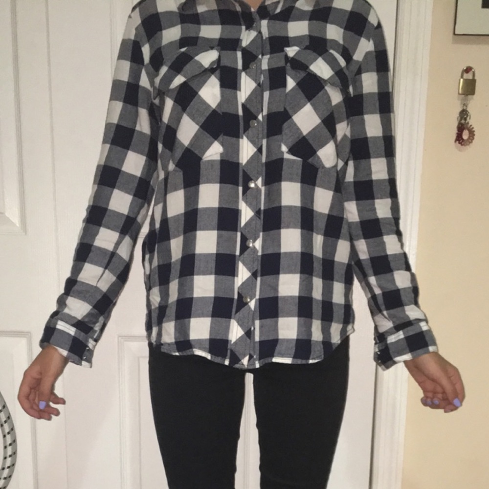 Navy plaid shirt