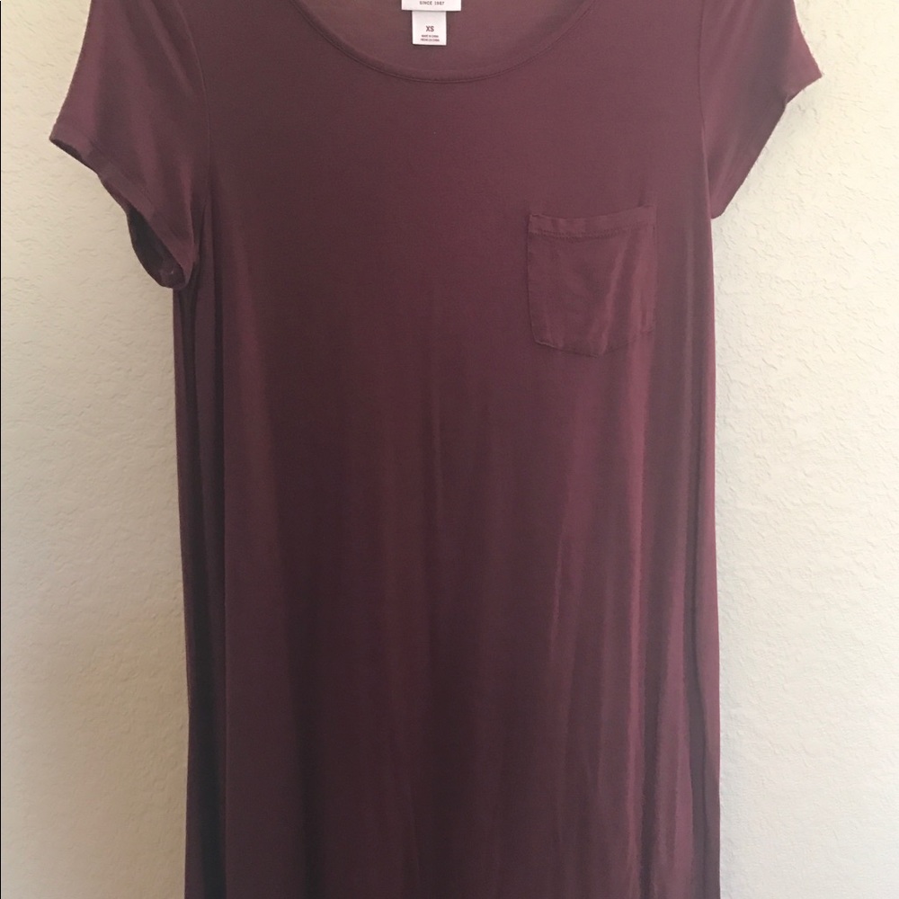 soft maroon dress.
