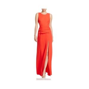 BCBG Maxazria Peplum Cut-Out Back Maxi (Poppy Red)