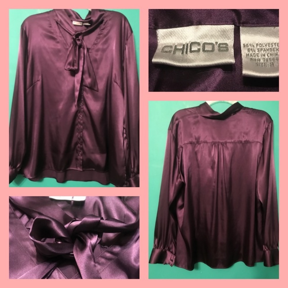 CHICOS LONG SLEEVES BLOUSE FRONT BUTTONS SIZE 3