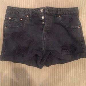 Black Ripped Jean Shorts