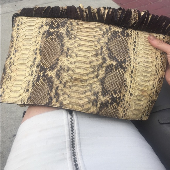 Michael Kors  Joni Python fringe clutch boho bag - Picture 1 of 5