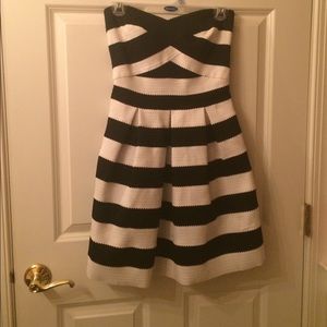 express strapless black and white dress