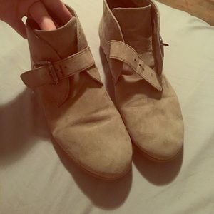 Brown suede booties