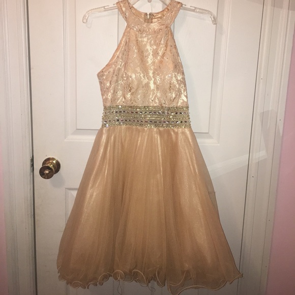 Cindy Dresses & Skirts - Champagne High Neck Prom Dress
