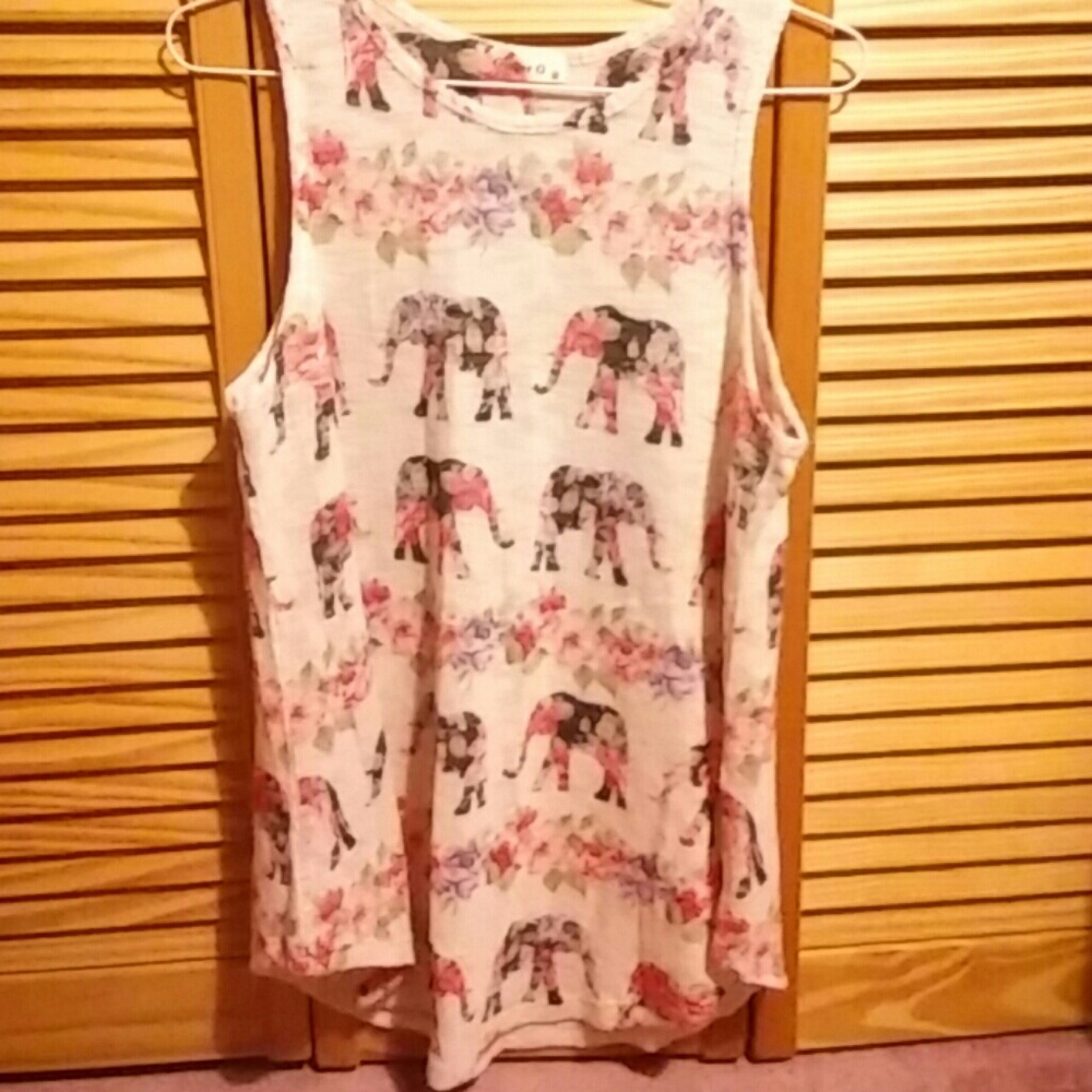 Floral Elephant Muscle Top