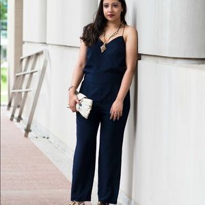 J Crew Silk Strappy Navy Jumpsuit size 2