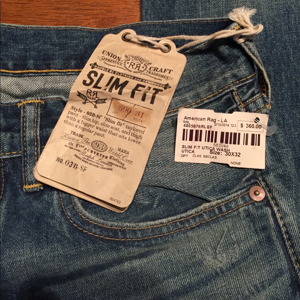 Men's RRL Slim Fit Jeans NWT