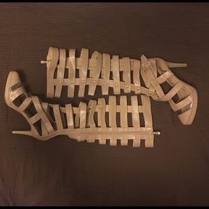 Tan Gladiater heels with closed toe