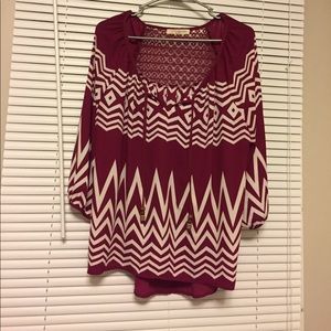 Maroon/white Sheer top