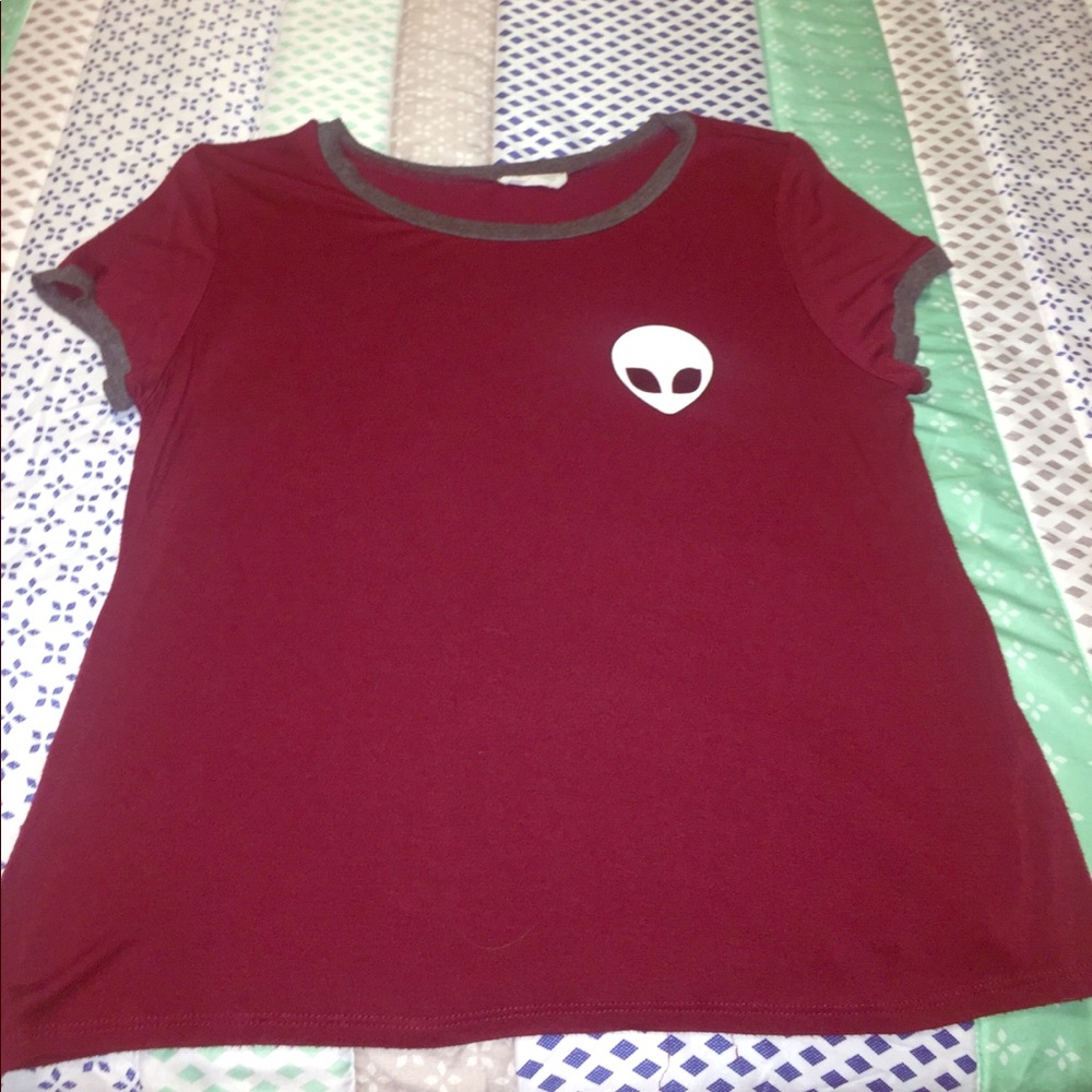 Maroon alien t-shirt