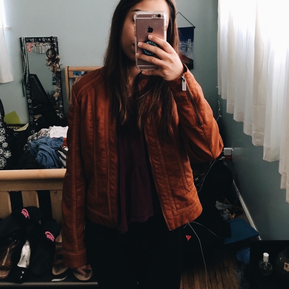 faux leather bomber jacket