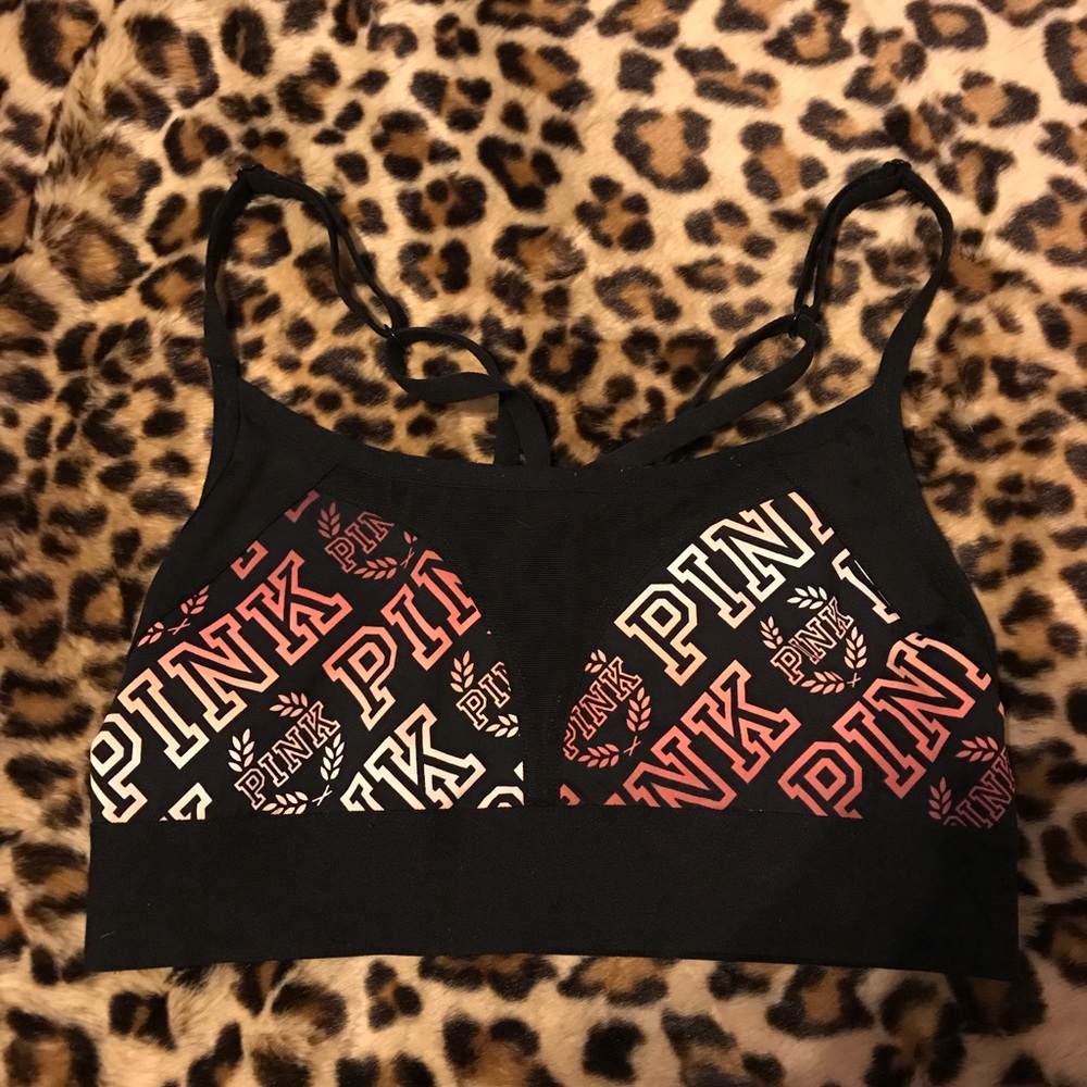 Victoria's Secret Pink black sports bra size small