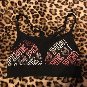 Victoria's Secret Pink black sports bra size small