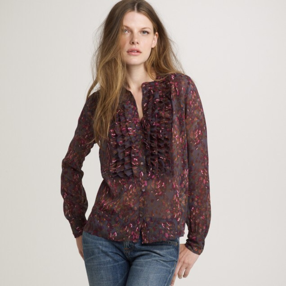 J.Crew Bayberry Flouncette Blouse