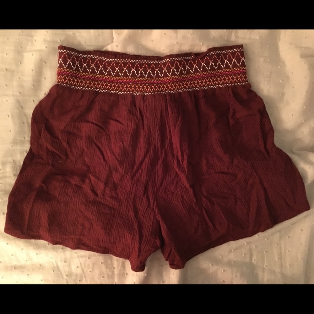 Maroon flowy shorts (100% Rayon)