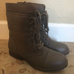 light brown combat boots.